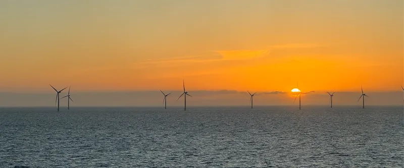 Sunset over wind turbines